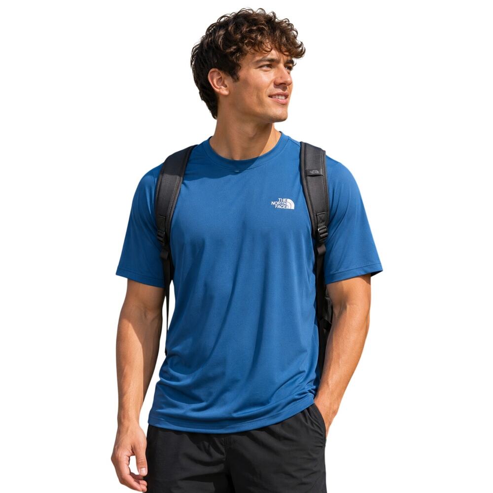 The North Face Wander Short Sleeve FlashDry Shirt Banff Blue XXL NWT